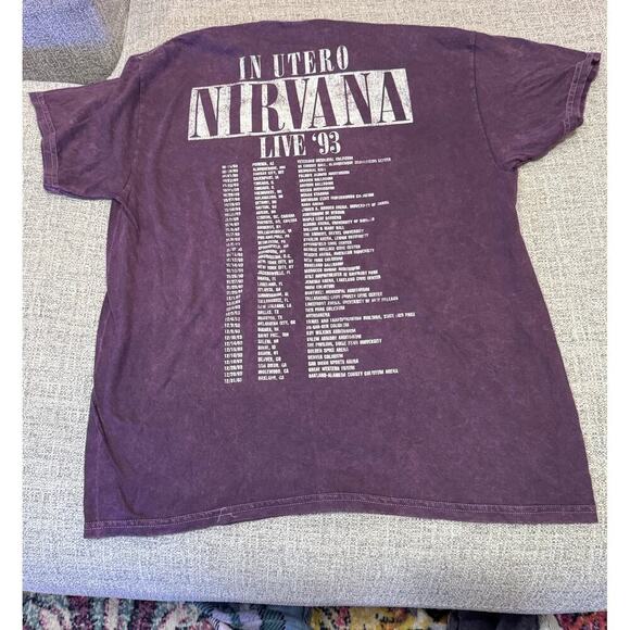 Nirvana In Utero Live 93 Purple Mineral Stone Wash Short Sleeve T-Shirt Sz L - Picture 4 of 7